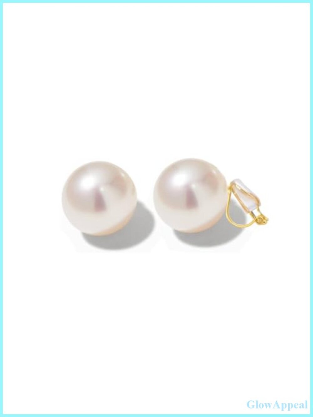 Gold Plated Clip On Pearl Earrings for Women, 14mm White Imitation Pearl Drop